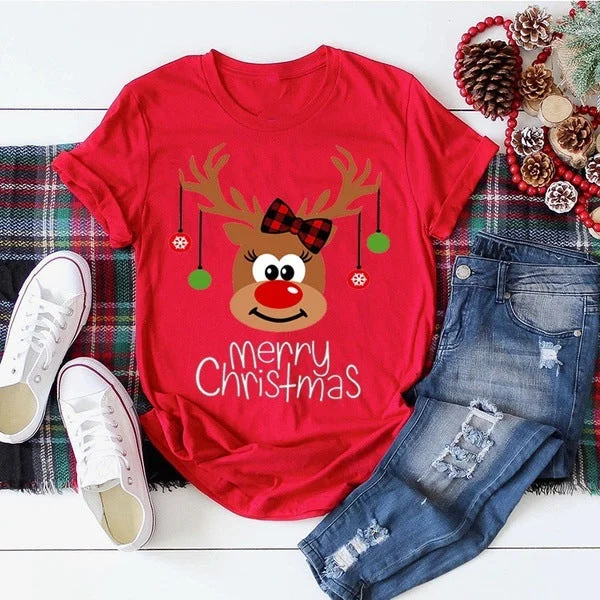Christmas elk print t-shirt