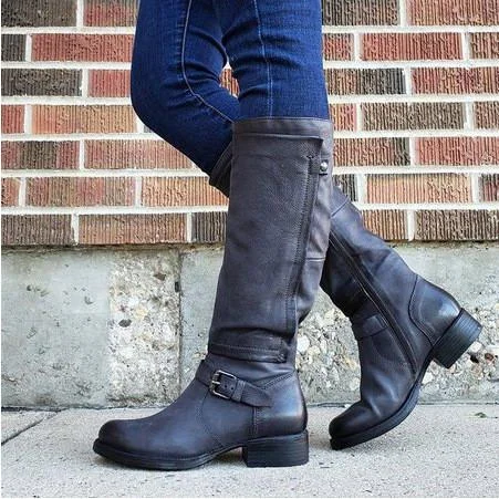 Women plus size clothing Women Casual Zipper Microfiber Wedges Boots Shoes-Nordswear