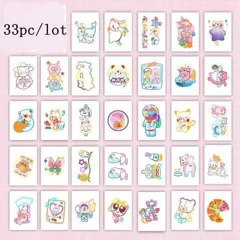 Color Bear Rabbit Cartoon Tattoo Set Temporary Sticker Waterproof Cute Girl Small Fresh Art Fake Tattoo Full Body Tattoo Sticker