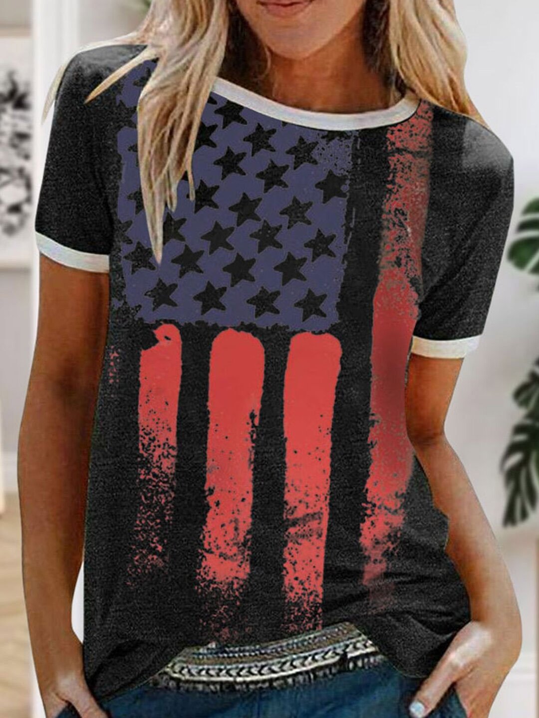 Women's Striped Flag Star T-shirts