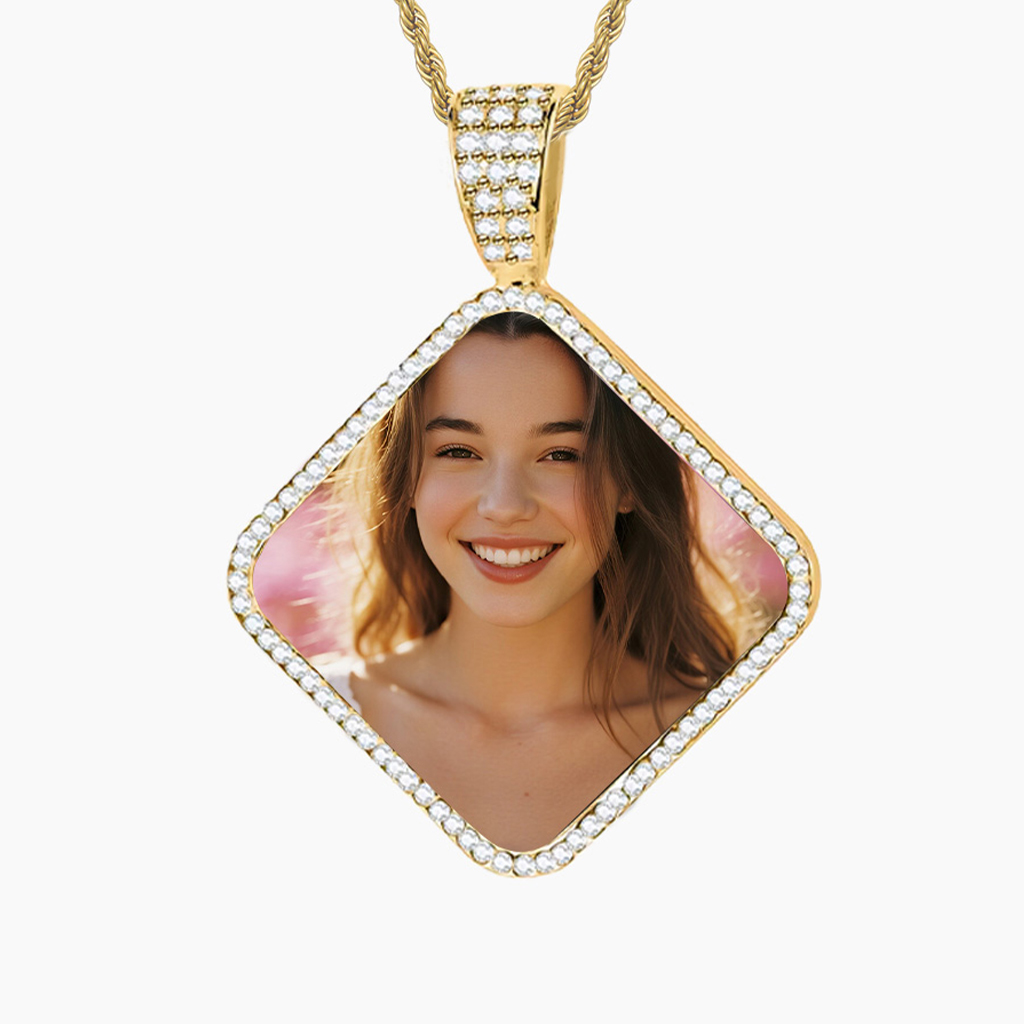 Gold Square Photo Pendant