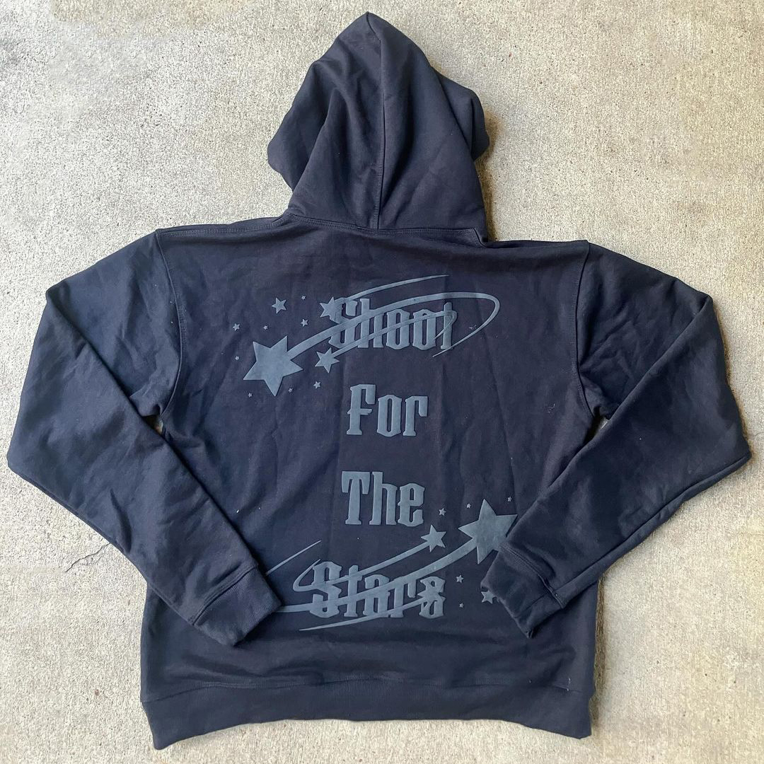 Shoot For The Stars Print Long Sleeve Hoodies