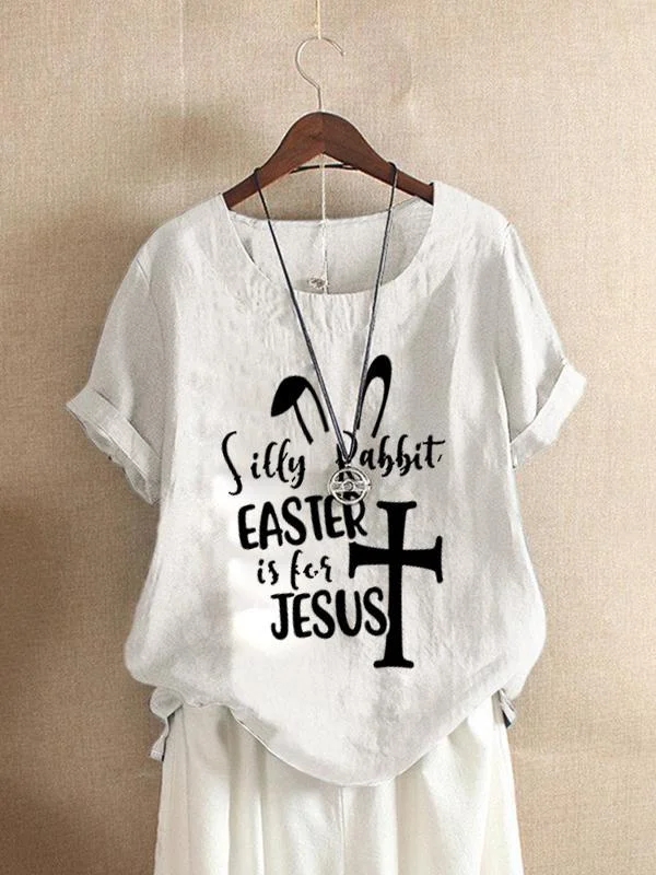 Womens Easter Printed Linen And Cotton Blouse-Mayoulove
