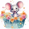 Diamond Painting -DIY Round Drill Mice in The Bath(40x40cm)