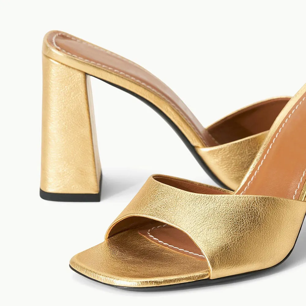 MULES SQUARE TOE IN WHITE SHINY CALFSKIN