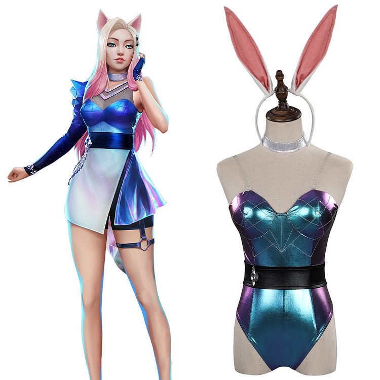 LoL KDA Cosplay Costume Bunny Girls  Jumpsuit  Outfits Halloween Carnival Suit