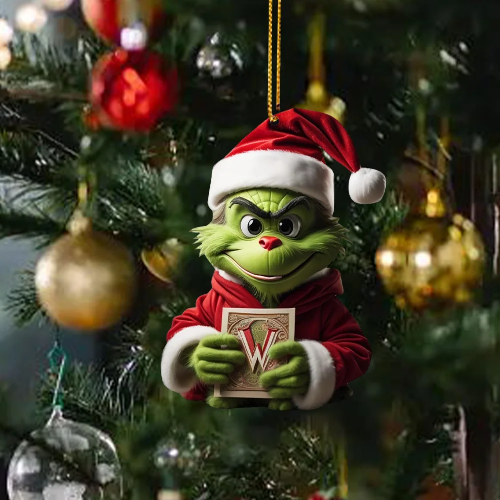 Christmas Acrylic Grinch Xmas Tree Hanging Ornament Hanging Green Monster Decor