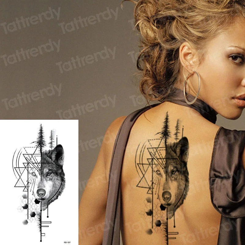 Snake Flower Rose Waterproof Temporary Tattoo Sticker Flash Tattoo Lace Fox Lion Body paint Arm Fake Sleeve Tattoo Women Mermaid