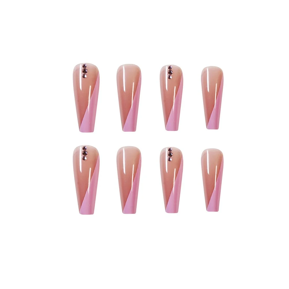 24Pcs Long Coffin False Nails with Colorful Wave Designs Wearable Fake Nail Full Cover Nail Art Tips Press on Nail Manicure Tool 928-3-Nail Inspo