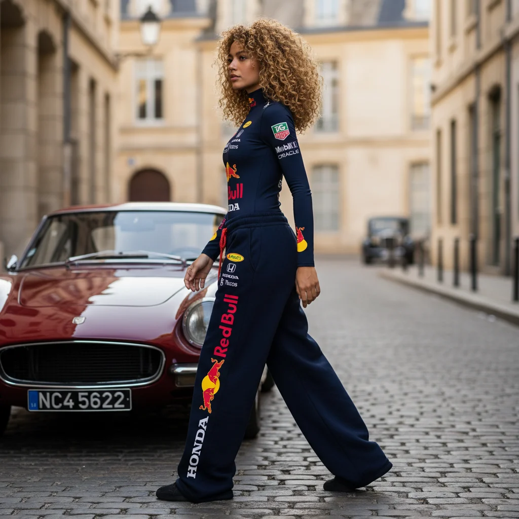 Racing Inspired Full-Body Suit And Sweatpants Set