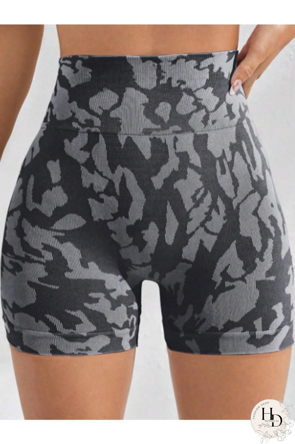 Printed High Waist Active Shorts
