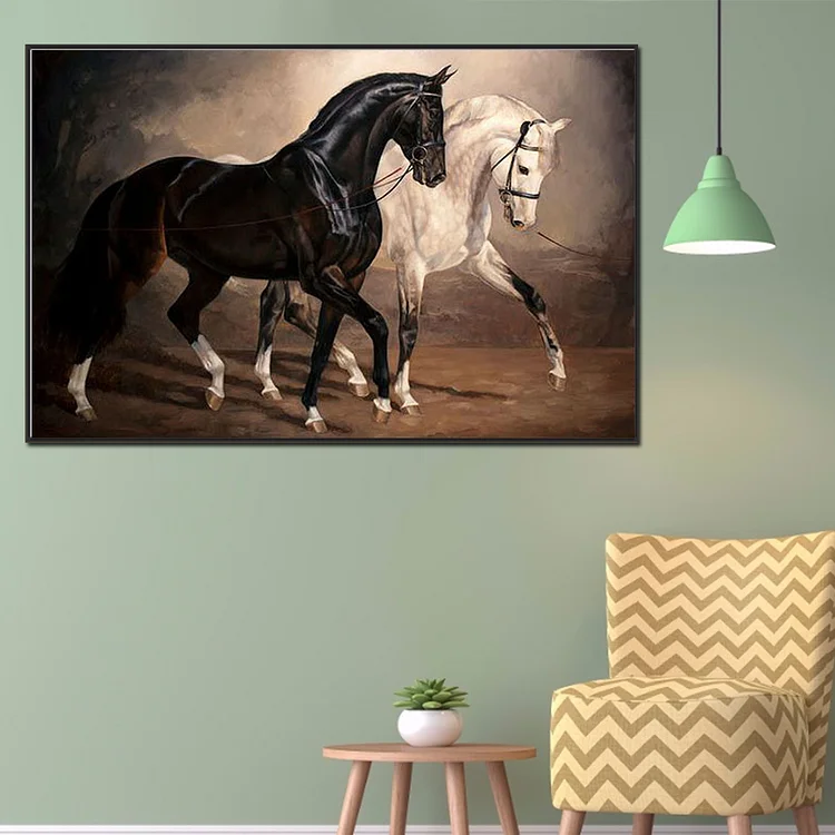 5D DIY Diamond Painting Kits Full Square Drill white horse Wall