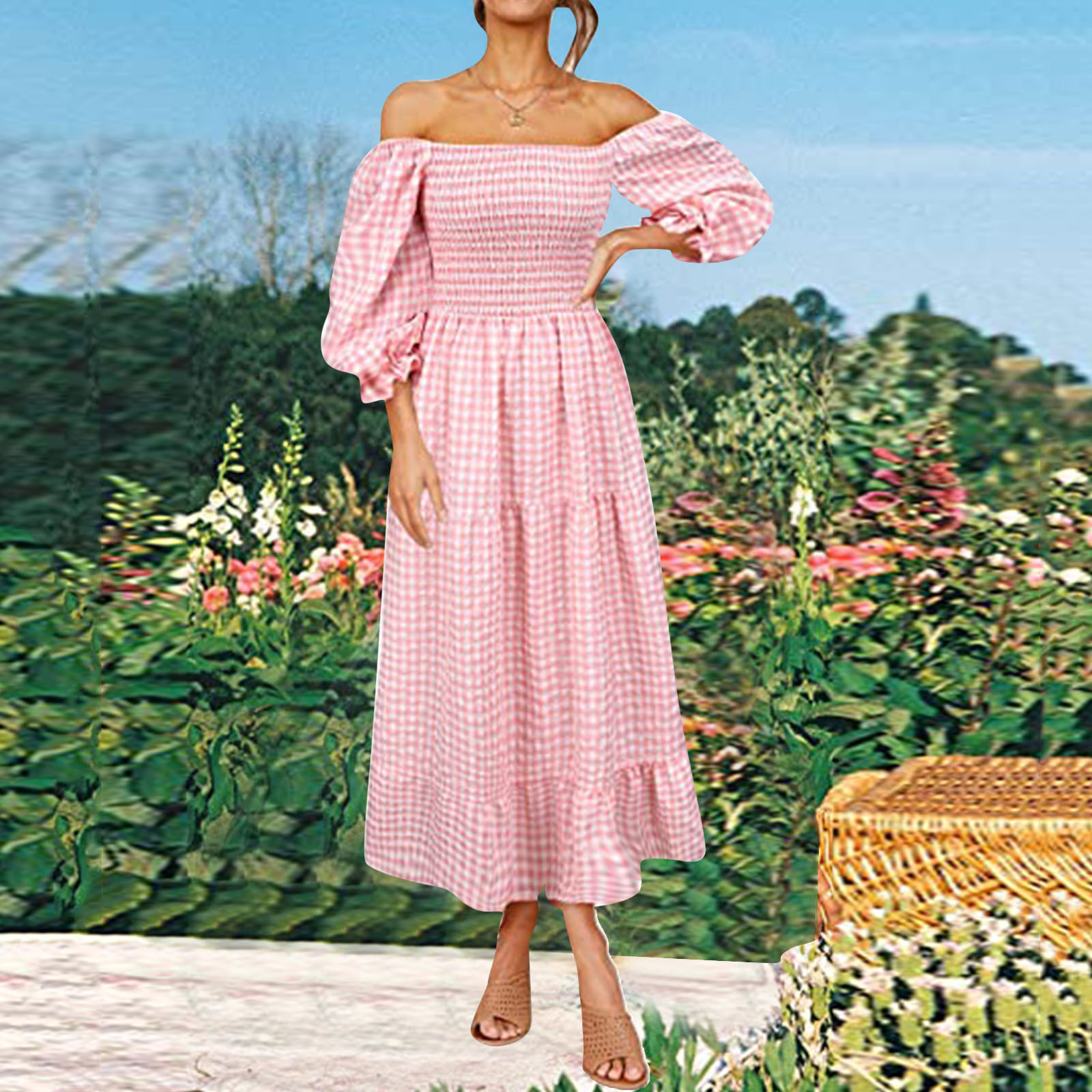 Uptownunder Women Long Sleeve Bohemian Print Dresses Wedding Party Bridesmaid V Neck Drawstring Summer Party Dress Vestidos 2025