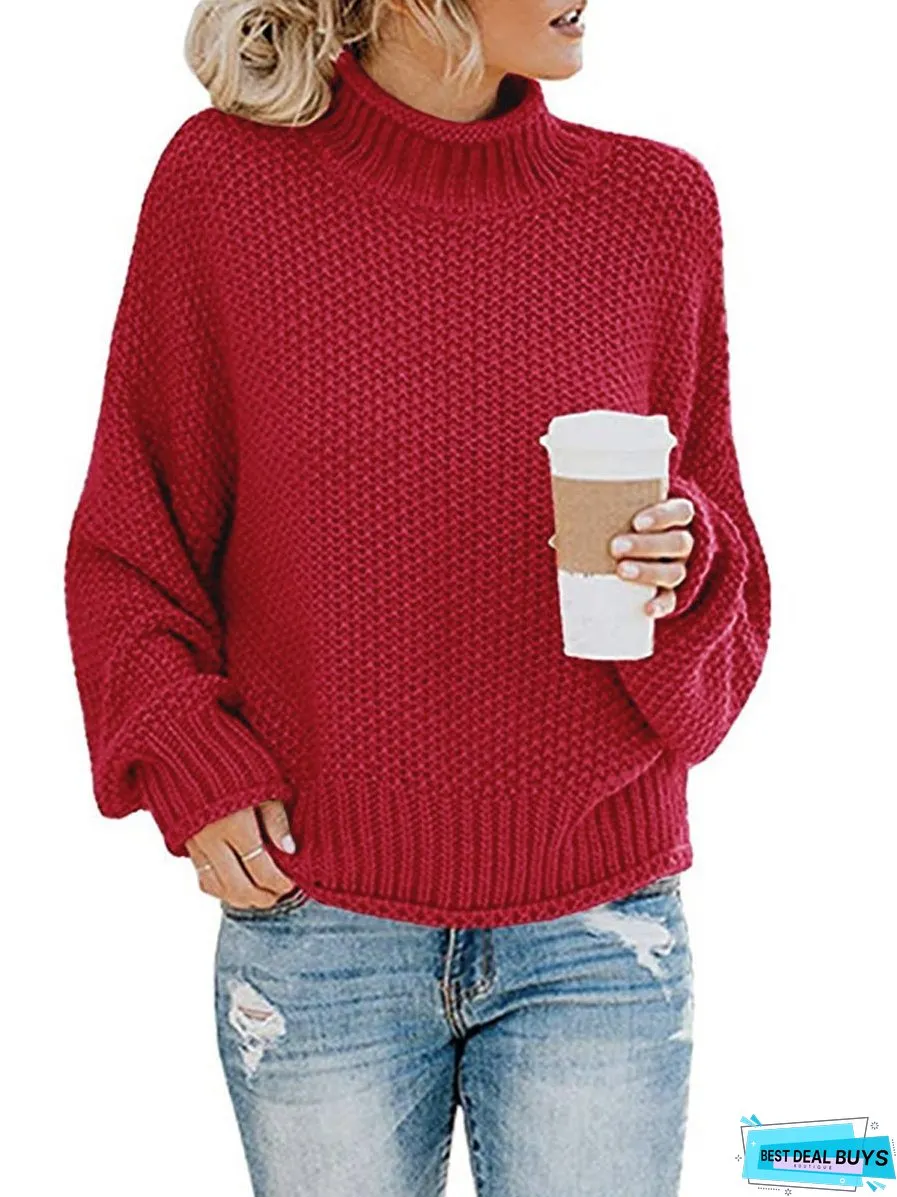 Turtleneck Dropped Shoulder Sweater