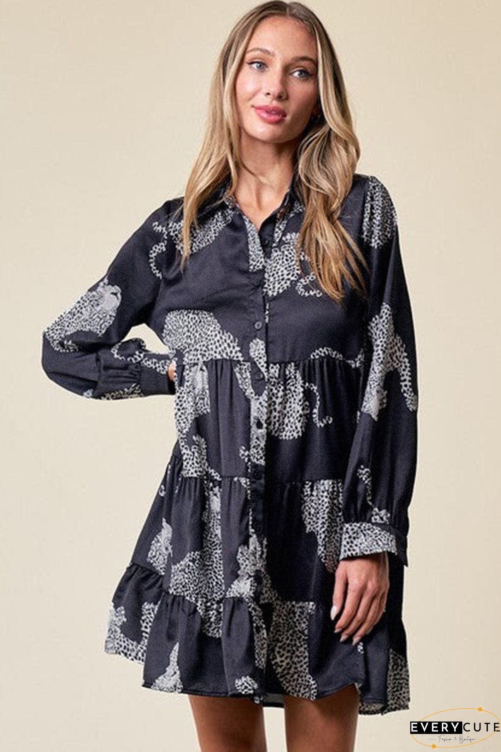 Size Curve Blouses Crane Print Loose Oversized Blouse