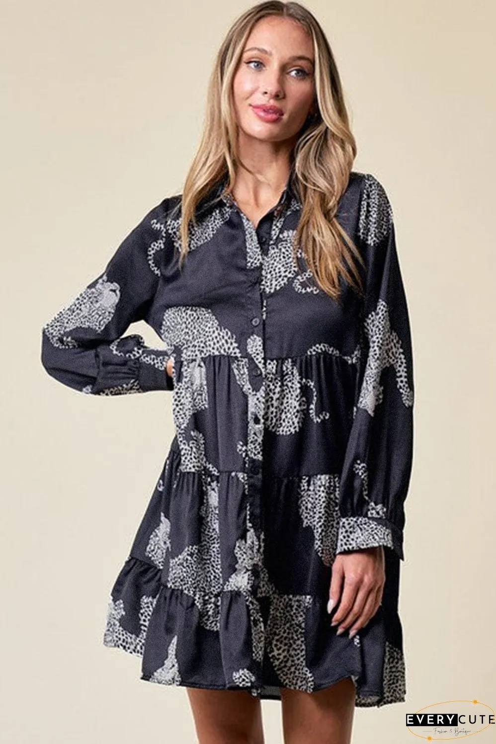 Size Curve Blouses Crane Print Loose Oversized Blouse
