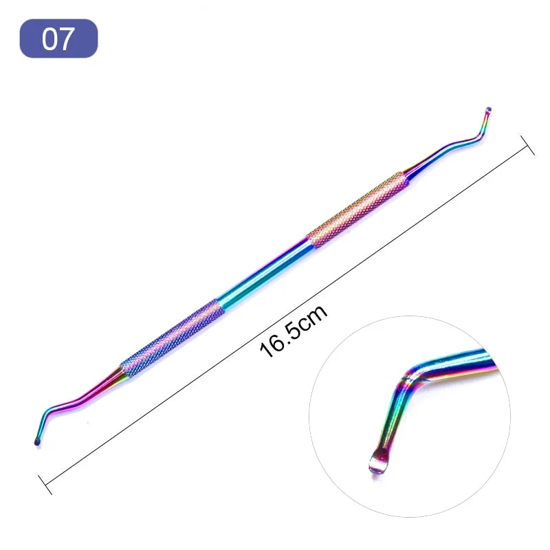 8 Style Colorful Cuticle Pusher Tweezer Nails Pusher Tools Cuticle Trimmer Dead Skin UV Gel Polish Stainless Steel Clean Tools-Nail Inspo
