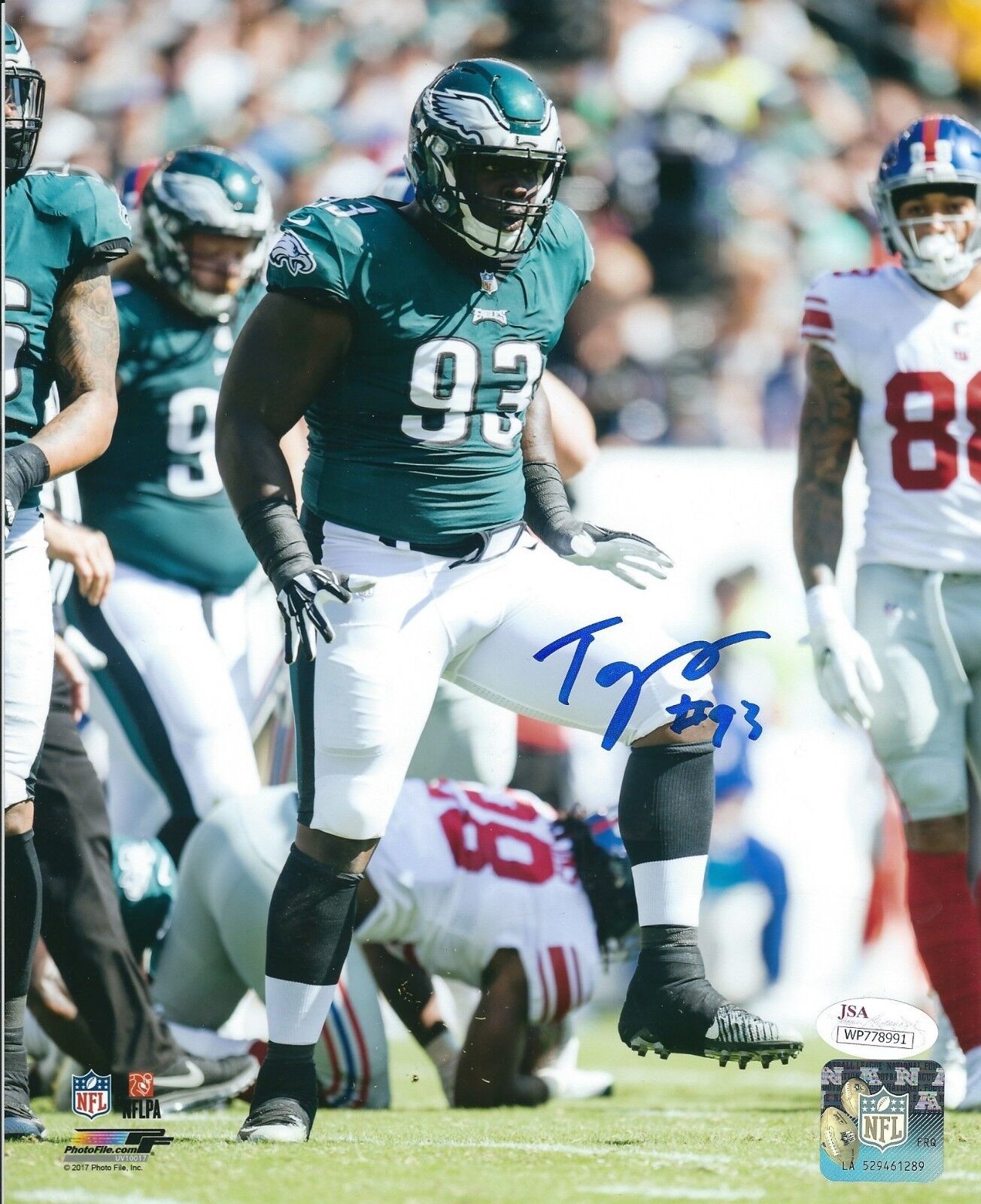 Signed 8x10 TIM JERNIGAN Philadelphia Eagles Autographed Photo Poster painting JSA Witnessed