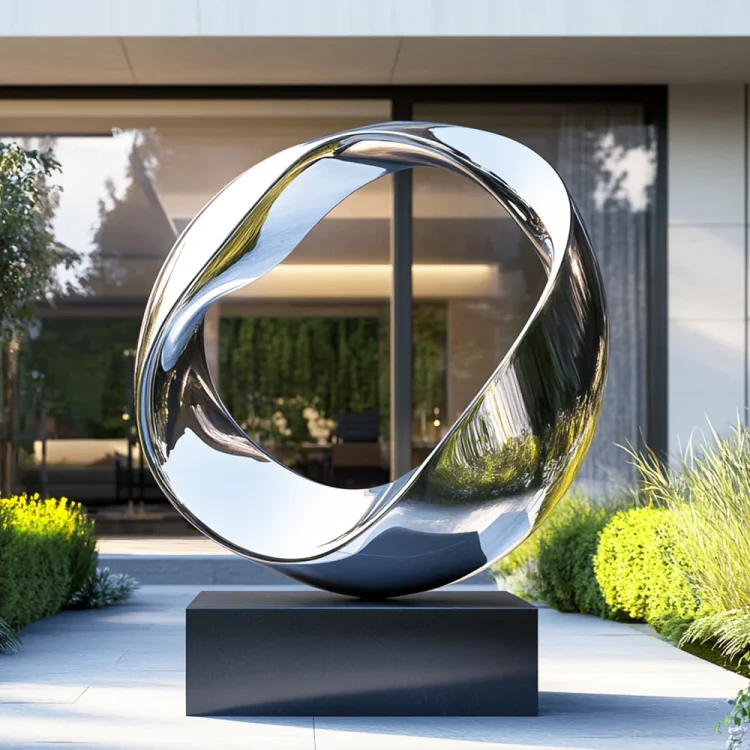 Infinity Loop Stainless Steel Sculpture Modern Outdoor Garden Art Contemporary Abstract Metal Statue