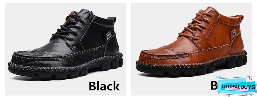 Cow Split Leather Men Boots Comfortable Boots Men Footwear Rubber Ankle Boots Men's Shoes