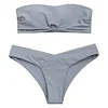 ZAFUL 2018 Women Bandeau Padded Bikini Set Sexy Low Waist Solid Color Strapless Swimsuit Swim Bathing Suit Brazilian Swimwear