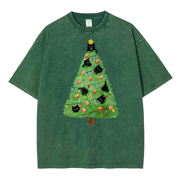 Christmas tree Men's washed T-shirt