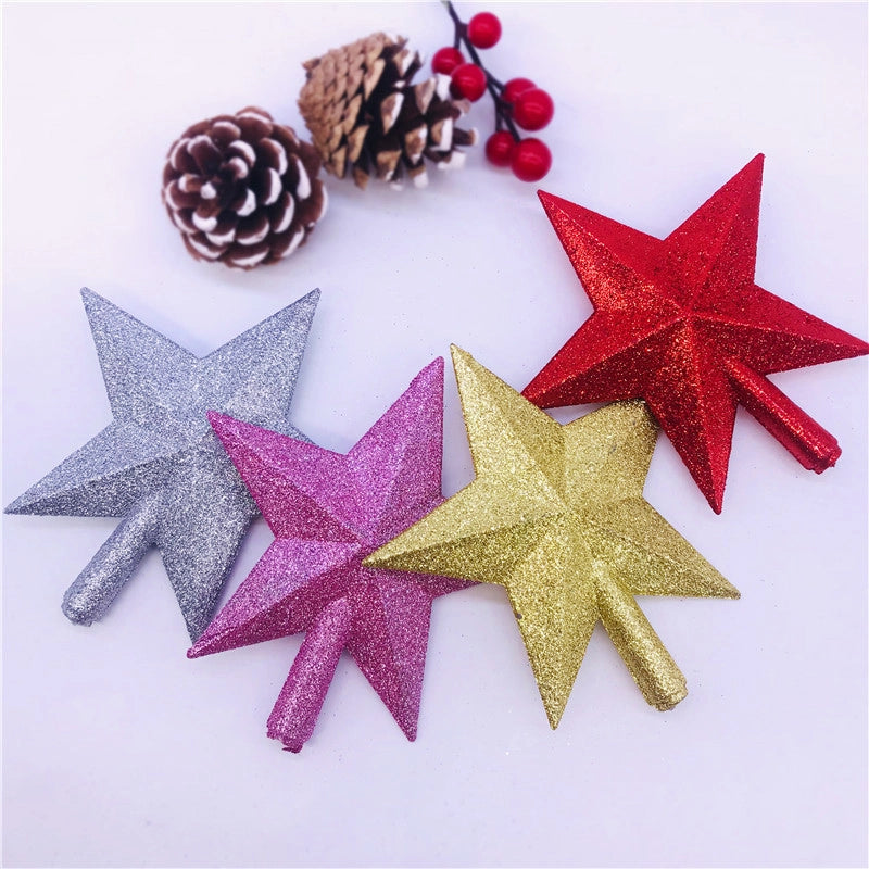 Christmas Creative Christmas Tree Decoration Five-pointed Star 2021 New Christmas Decoration Three-dimensional Tree Top Star Cross-border Exclusive
