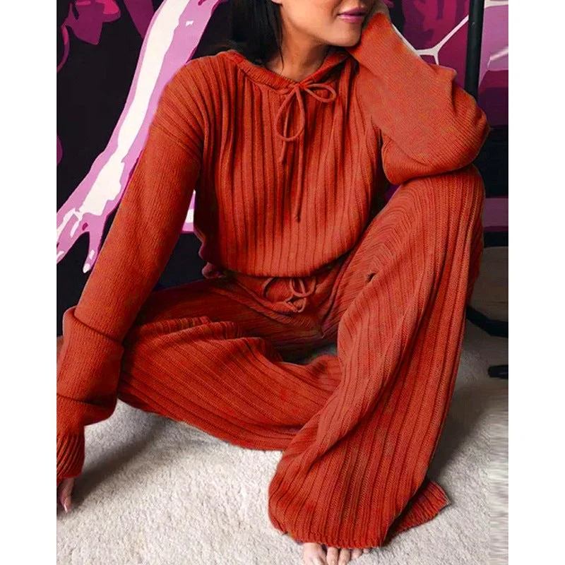 Women's Long Sleeve Loose Hooded Casual Suit