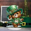 Acrylic Special Shape St. Patricks Day Bear Diamond Painting Tabletop Ornament