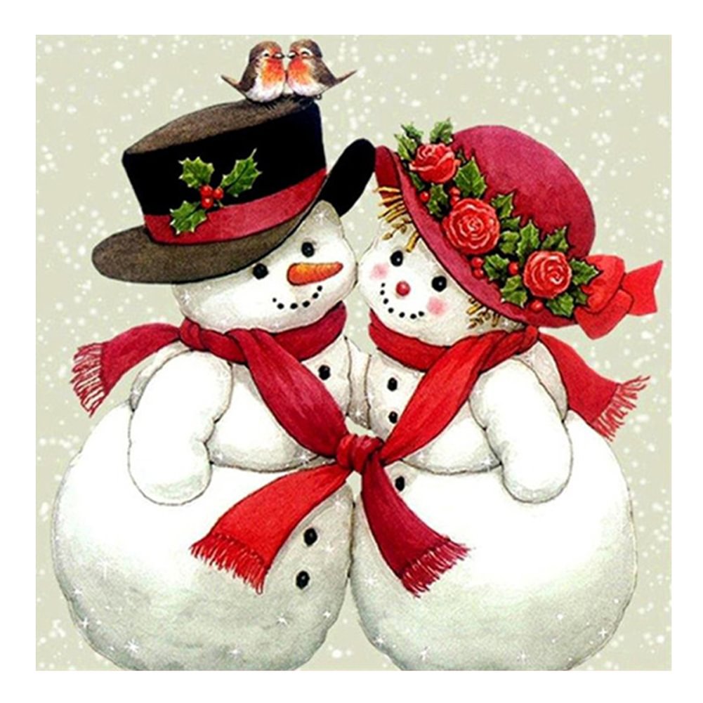 Diamond Painting - Full Round - Snowman Couple(30*30cm)