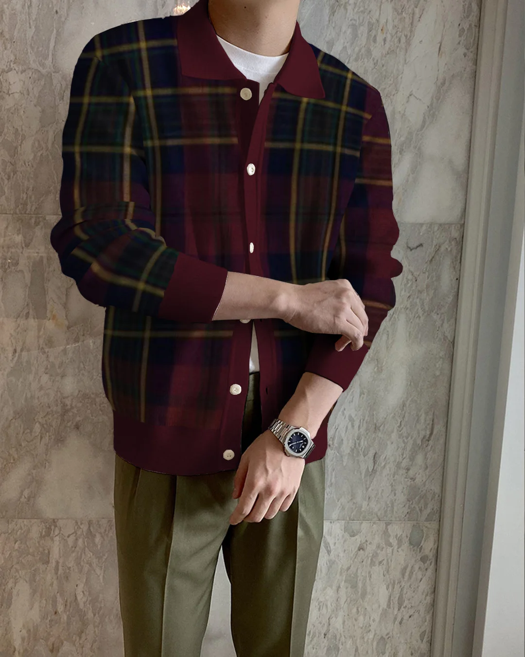 Men's Lapel Knitted Sweater Cardigan db92