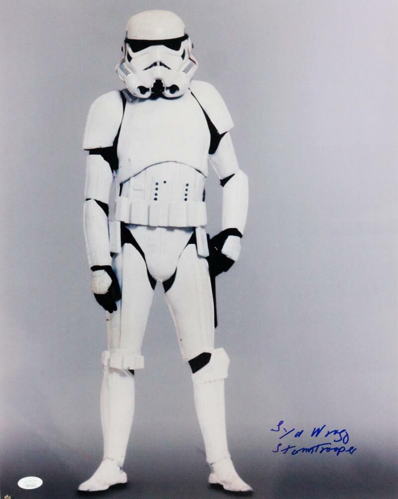 Syd Wragg Signed Sideways Full Body 16x20 Photo Poster painting w/ Stormtrooper - JSA Auth *Blue