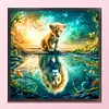 Lion Cub Green Reflection-11CT Stamped Cross Stitch 40*40cm/15.75*15.75in