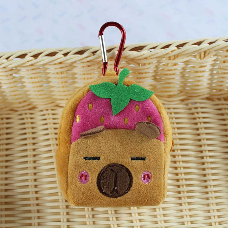Kapibala Fruit Hat Coin Purse Cartoon Fruit Version Capybara Coin Purse Plush Small Backpack Bag Pendant