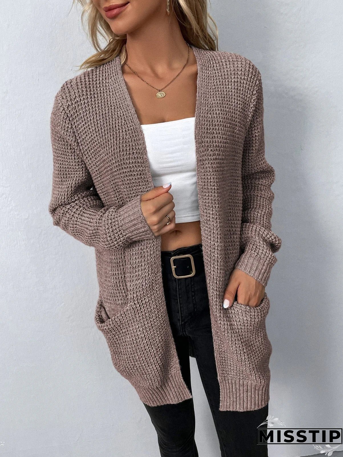 Tatiana - Long Sleeve Knitted Cardigan With Pockets
