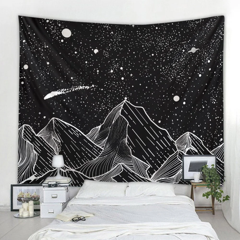 Mountains under the moonr printing big wall mounted cheap hippie wall hanging bohemian wall tapestry mandala wall art decoration