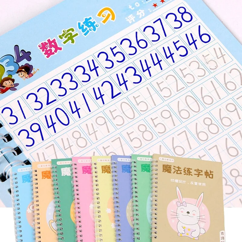 4 Books Learning Numbers In English Painting Practice Art Book Baby Copybook For Calligraphy Writing Kids English Lettering Toy