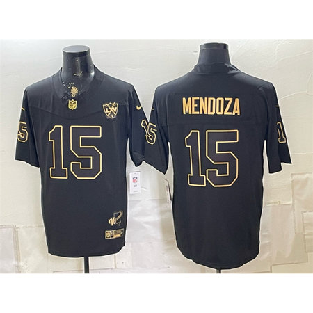 Men's Las Vegas Raiders #15 Fernando Mendoza Black Gold 65th Anniversary Patch Vapor F.U.S.E. Untouchable Limited Jersey