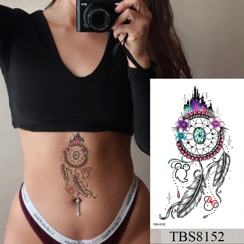 Waterproof Temporary Tattoo Sticker Flower Peony Rose Sketches Flash Tattoos Black Henna Body Art Arm Fake Tatoo Women Men