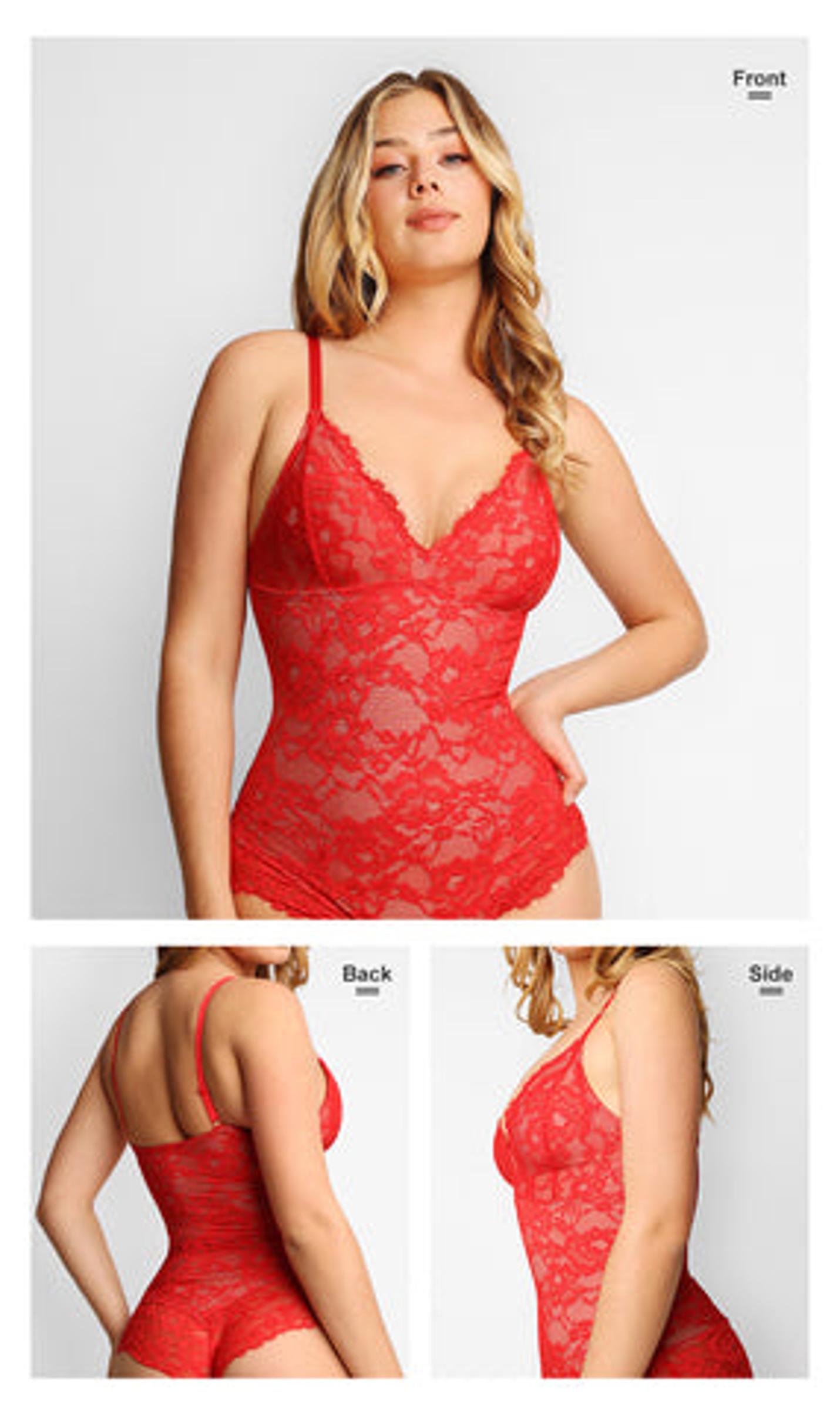 Popilush Basic Full Lace Built in Shapewear Bodysuit Women Vneck Compression Sleeveless Thong Tummy Control Backless Adjustable Sexy Bodysuit Womenswear Summervibe