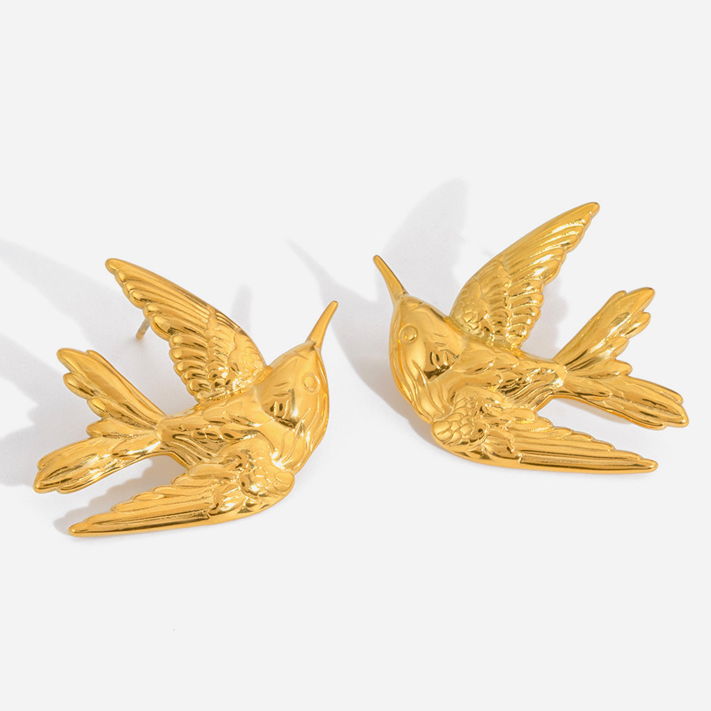 Classic stainless steel dove-shaped earrings for women unique European and American design exuding a light luxury and high-end feel