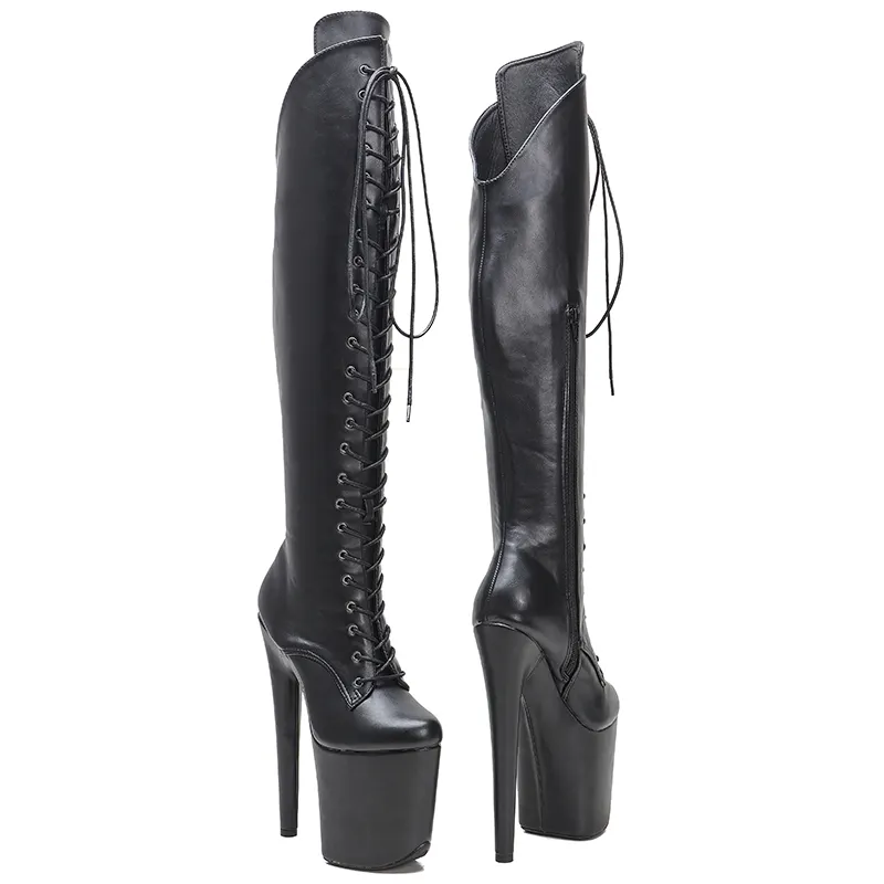 VCshoes 20CM/8inches Matte PU Upper Pole Dancing Shoes High Heel Platform Shoes Pole Dance Shoes Knee High Boots 5B