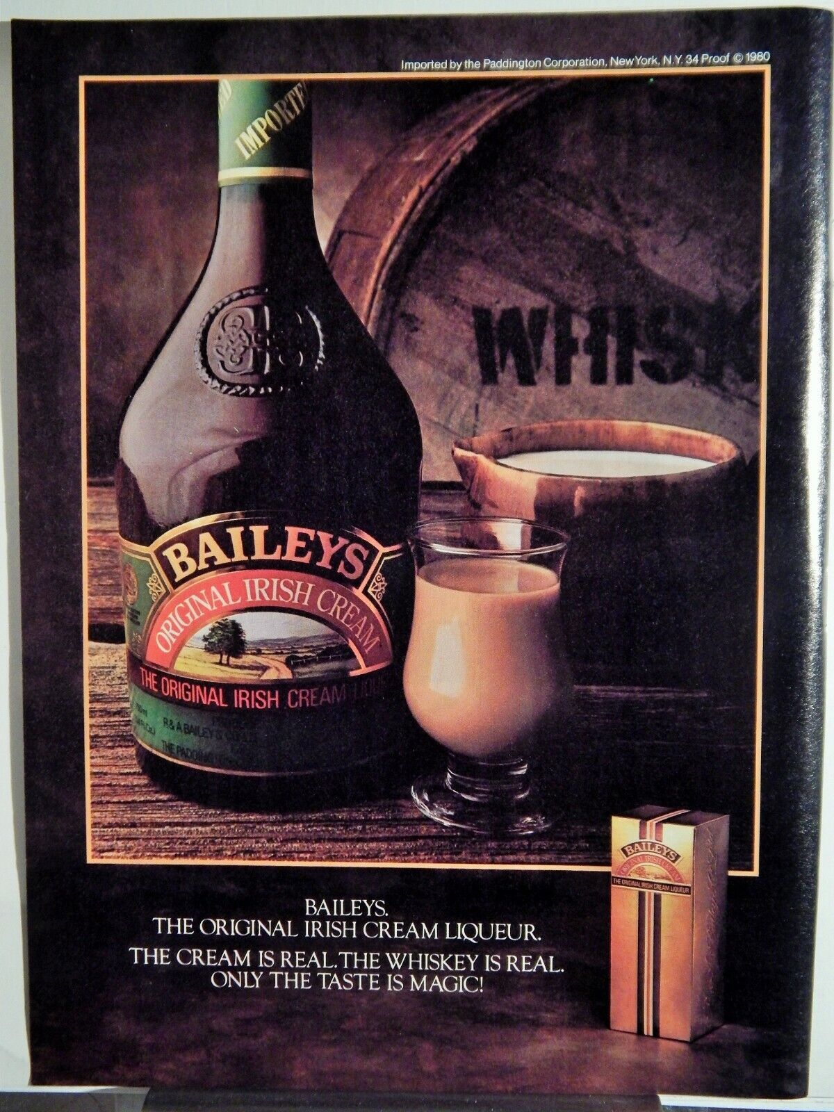 BAILEYS IRISH CREAM LIQUEUR / WINSTON LIGHTS CIGARETTES ORIG VTG 1980 Photo Poster painting AD,