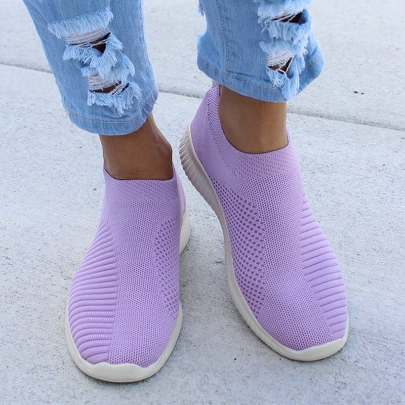 2020 Women Shoes Flat Plus Size Fashion Sock Sneakers Slip On Flat Shoes Women Loafers Walking Women Vulcanized Shoes Female