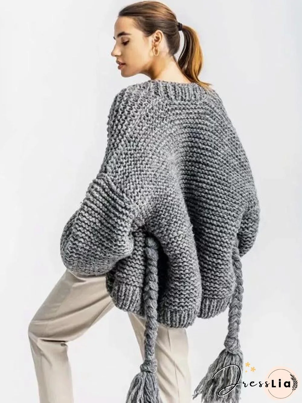 Hollow Knitting Bandage Long Sleeves Cardigan Tops