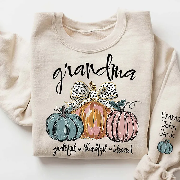 Personalized Grandma Pumpkin Sweatshirt with Grandkids&rsquo; Names