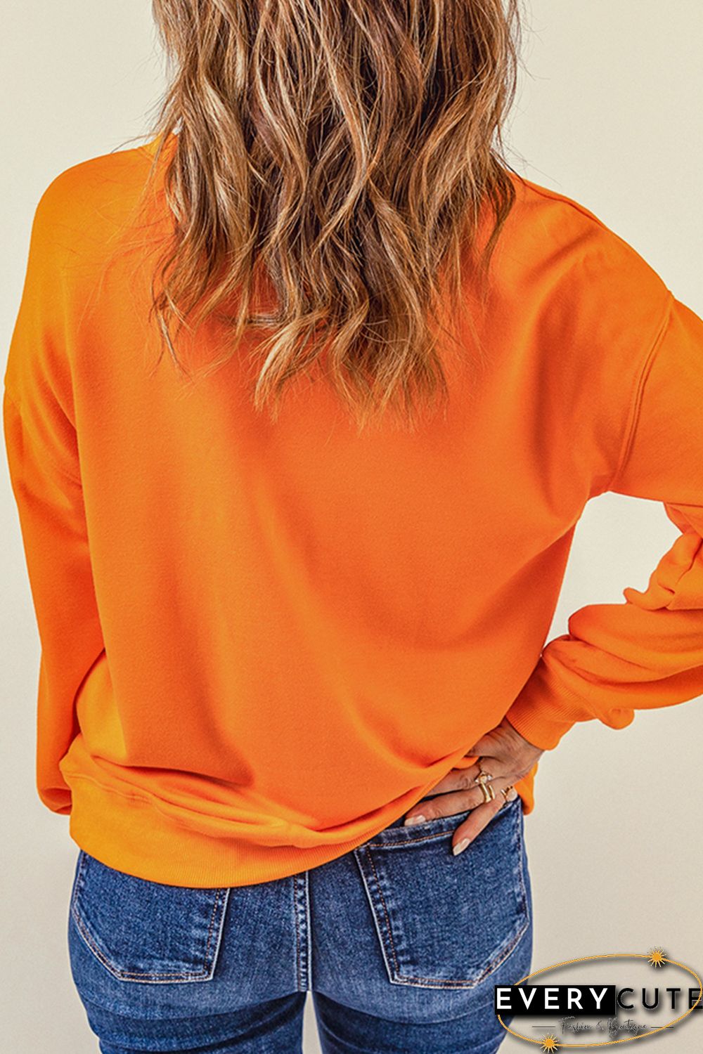Orange Hayrides Pumpkin Long Sleeve Pullover Sweatshirt