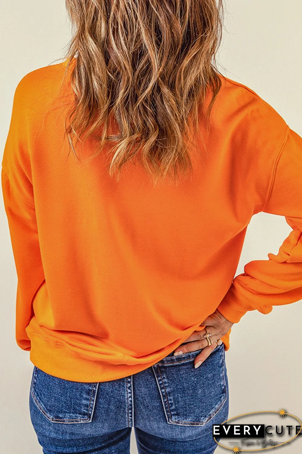 Orange Hayrides Pumpkin Long Sleeve Pullover Sweatshirt