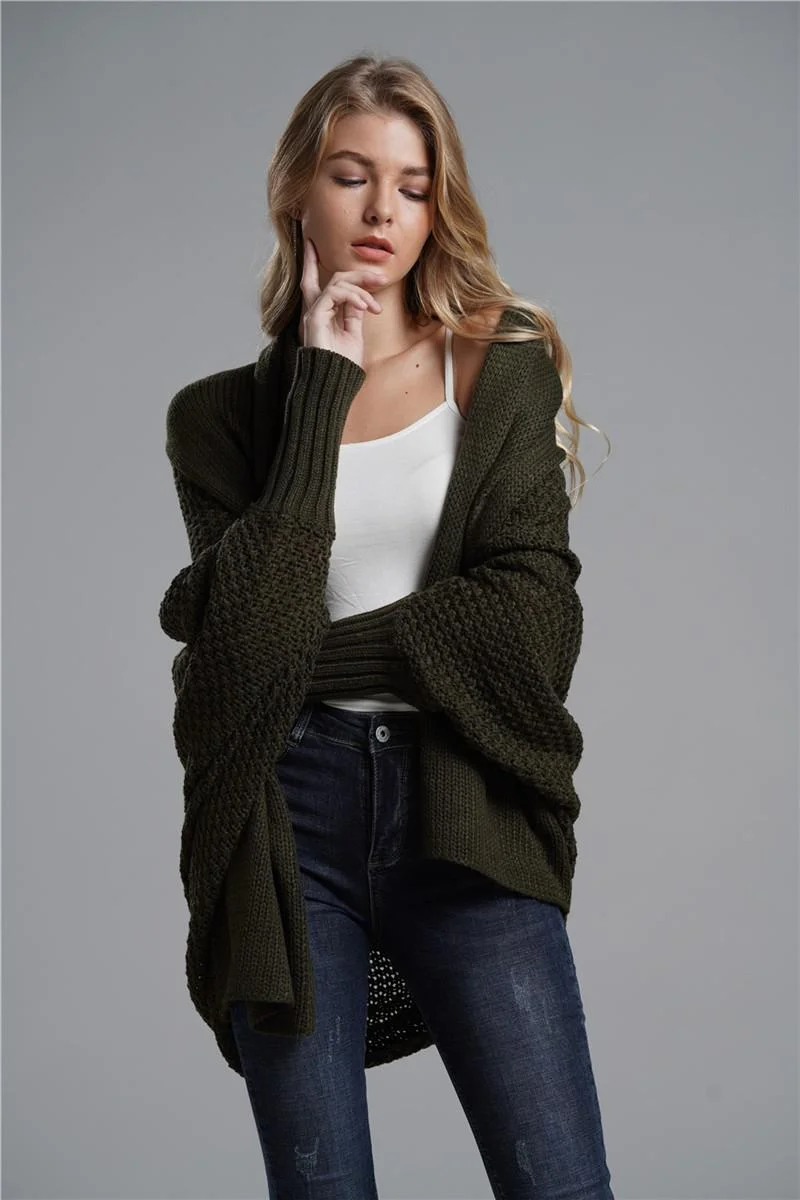 2020 Autumn Winter Knitted Cardigan For Women Long Sleeve Fashion Loose Korean Ladies Sweaters Vintage Cardigan Knit Coat Femme