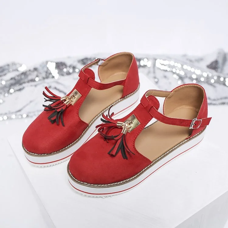 Qengg Summer Plus Size Women Shoes 2022 Fashion Tassel Ladies Sandals Platform Casual Shoes Women Vulcanized Shoes Flat Vintage Shoes